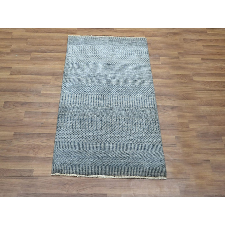 2'0" x 3'0" New Hand Knotted Blue Wool & Silk Rectangle Oriental Rug - MOA10276521