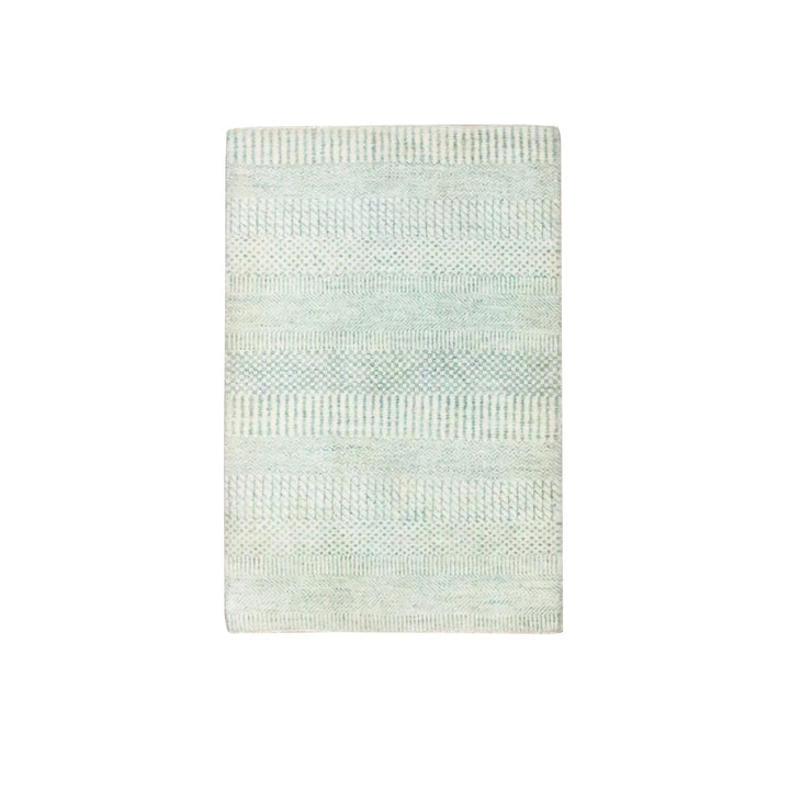 2'0" x 3'0" New Hand Knotted Ivory Wool & Silk Rectangle Oriental Rug - MOA10276524