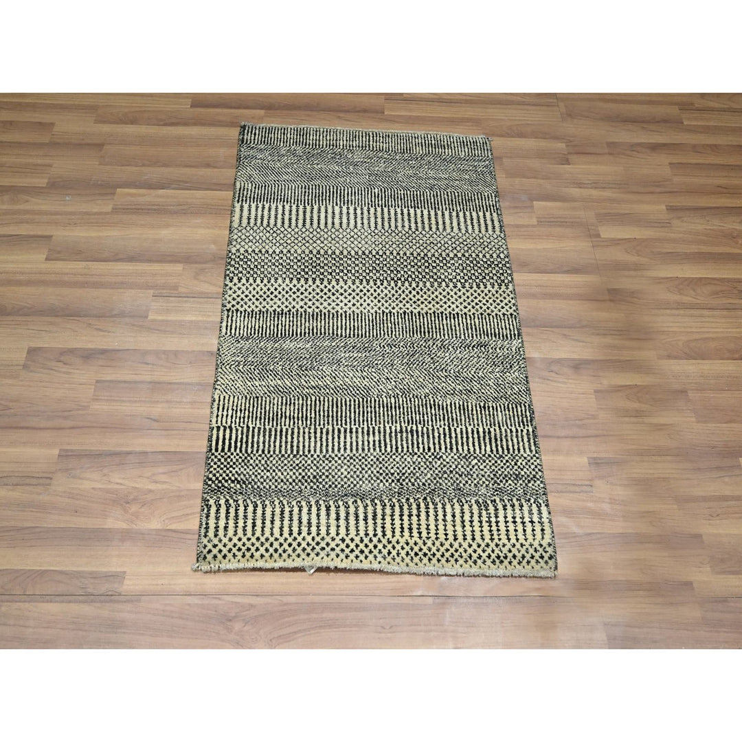 2'0" x 3'0" New Hand Knotted Ivory Wool & Silk Rectangle Oriental Rug - MOA10276525