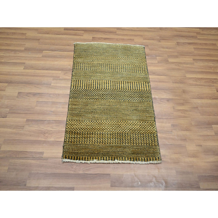 2'0" x 3'0" New Hand Knotted Brown Wool & Silk Rectangle Oriental Rug - MOA10276529