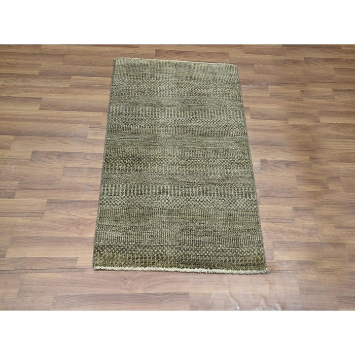 2'0" x 3'0" New Hand Knotted Brown Wool & Silk Rectangle Oriental Rug - MOA10276530