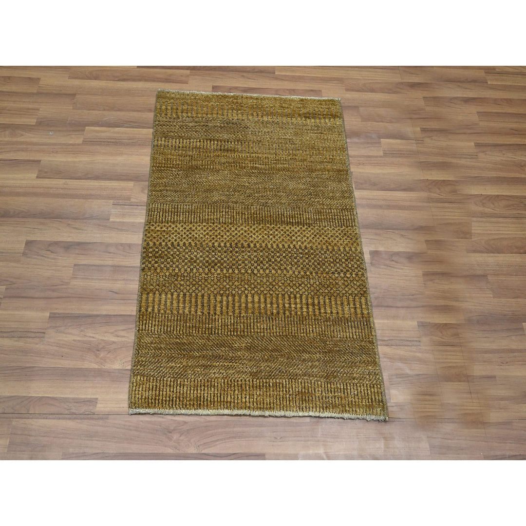 2'0" x 3'0" New Hand Knotted Brown Wool & Silk Rectangle Oriental Rug - MOA10276532