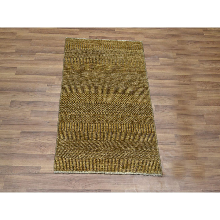 2'0" x 3'0" New Hand Knotted Brown Wool & Silk Rectangle Oriental Rug - MOA10276532