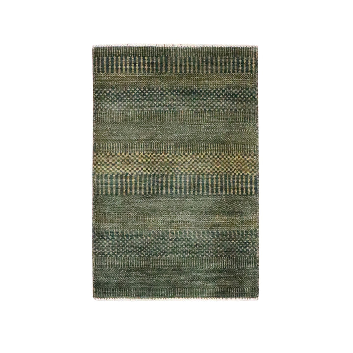 2'0" x 3'0" New Hand Knotted Black Wool & Silk Rectangle Oriental Rug - MOA10276533