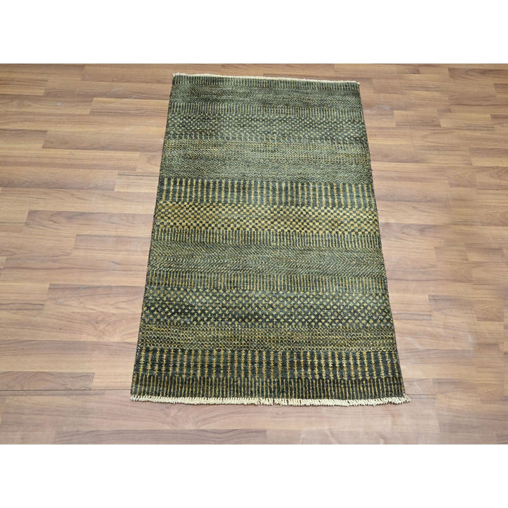 2'0" x 3'0" New Hand Knotted Black Wool & Silk Rectangle Oriental Rug - MOA10276533