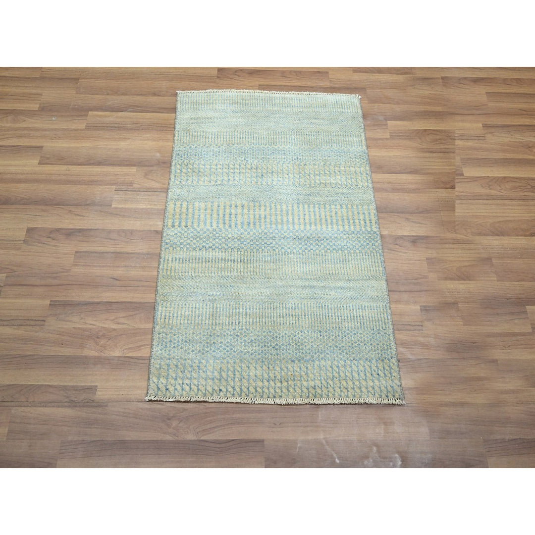 2'0" x 3'0" New Hand Knotted Blue Wool & Silk Rectangle Oriental Rug - MOA10276535