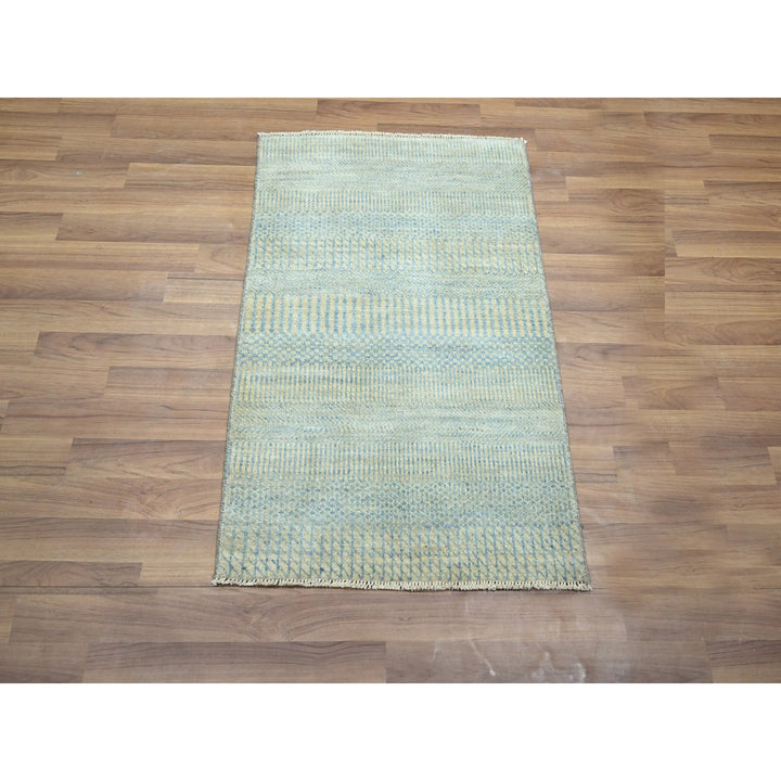 2'0" x 3'0" New Hand Knotted Blue Wool & Silk Rectangle Oriental Rug - MOA10276535
