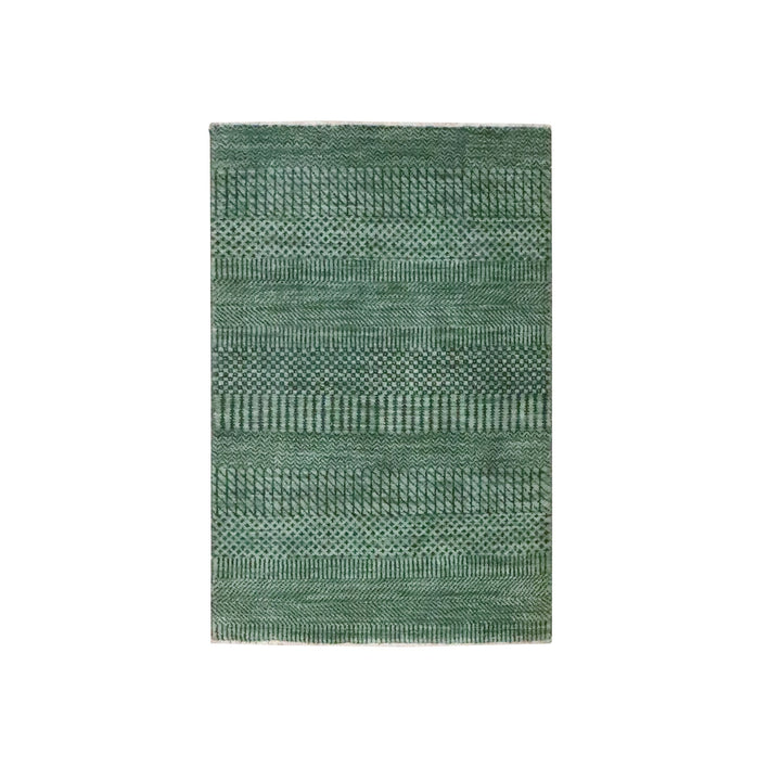 2'0" x 3'0" New Hand Knotted Green Wool & Silk Rectangle Oriental Rug - MOA10276538