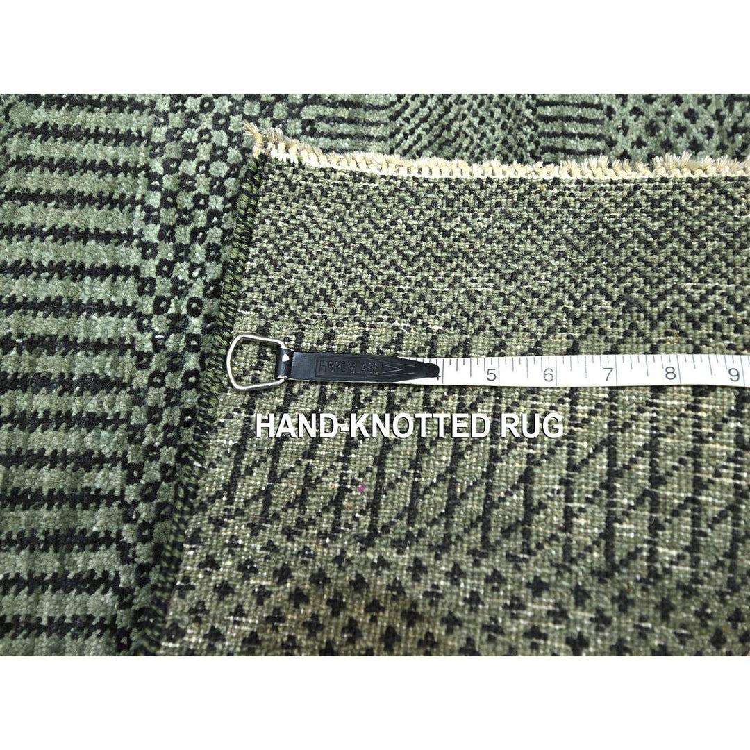 2'0" x 3'0" New Hand Knotted Green Wool & Silk Rectangle Oriental Rug - MOA10276538