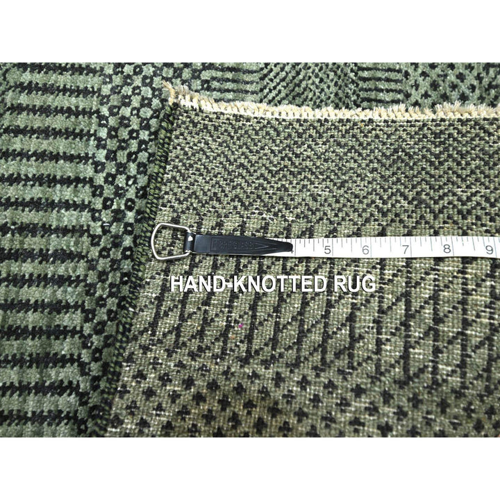 2'0" x 3'0" New Hand Knotted Green Wool & Silk Rectangle Oriental Rug - MOA10276538
