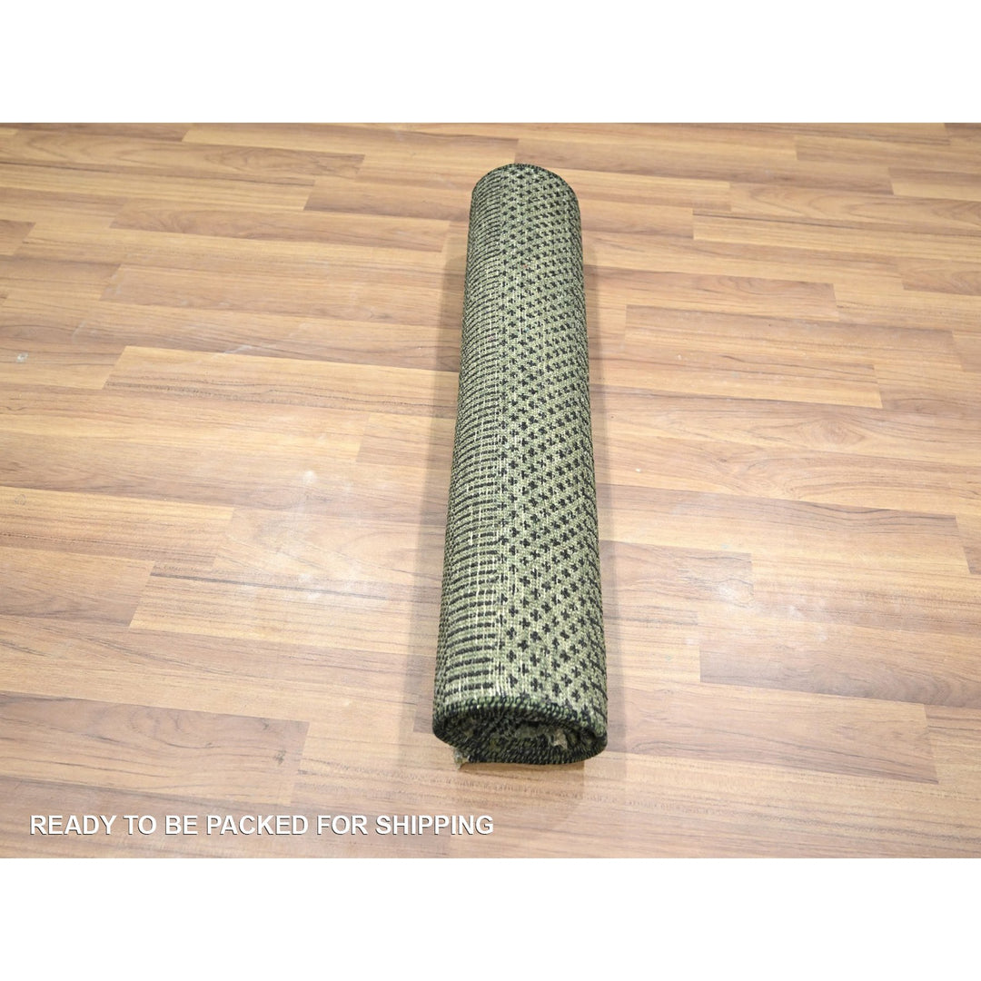 2'0" x 3'0" New Hand Knotted Green Wool & Silk Rectangle Oriental Rug - MOA10276538