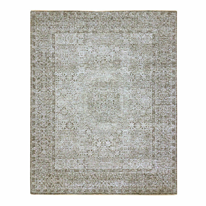 8'1" x 10'1" New Hand Knotted Grey Wool Rectangle Oriental Rug - MOA10276540