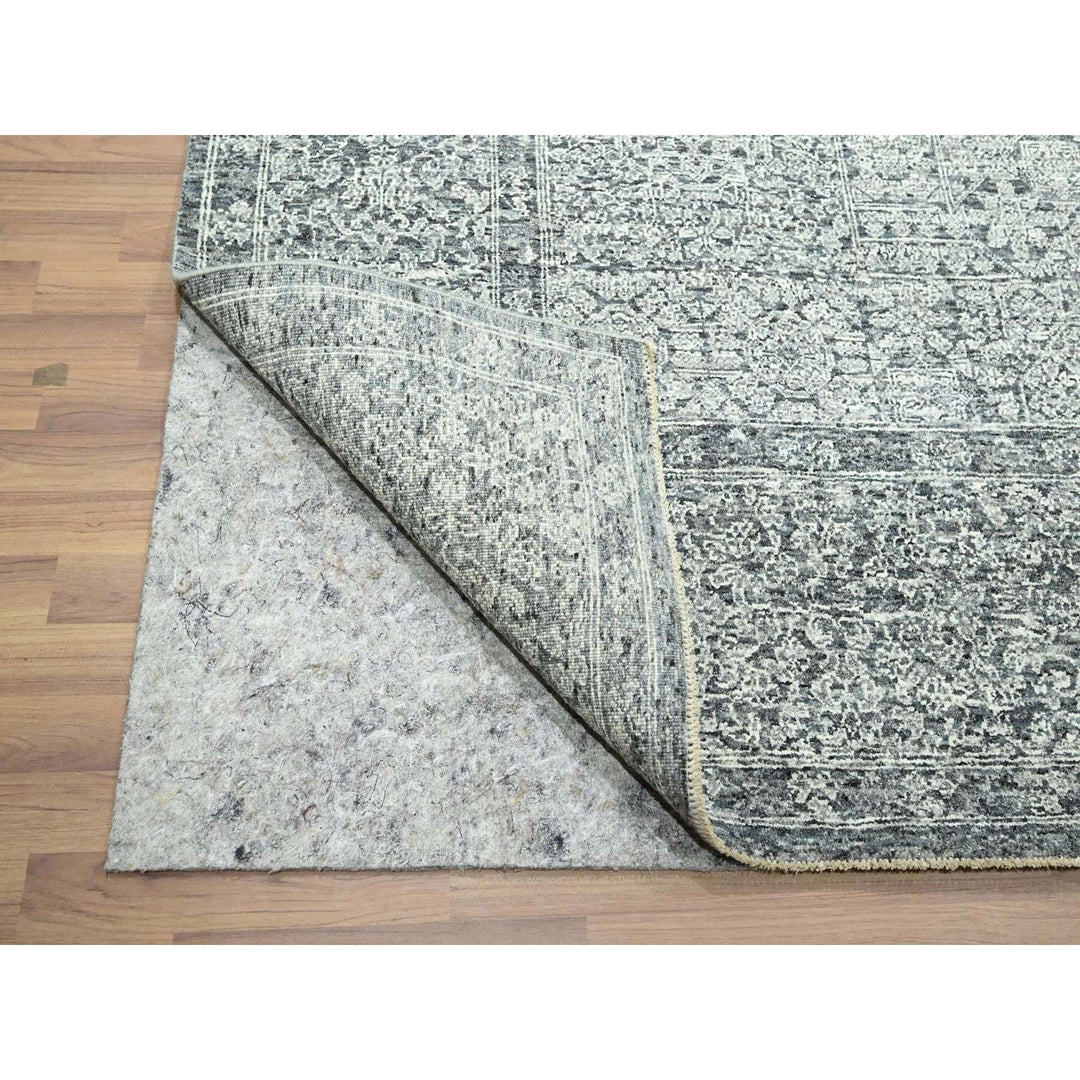 8'1" x 10'1" New Hand Knotted Grey Wool Rectangle Oriental Rug - MOA10276540
