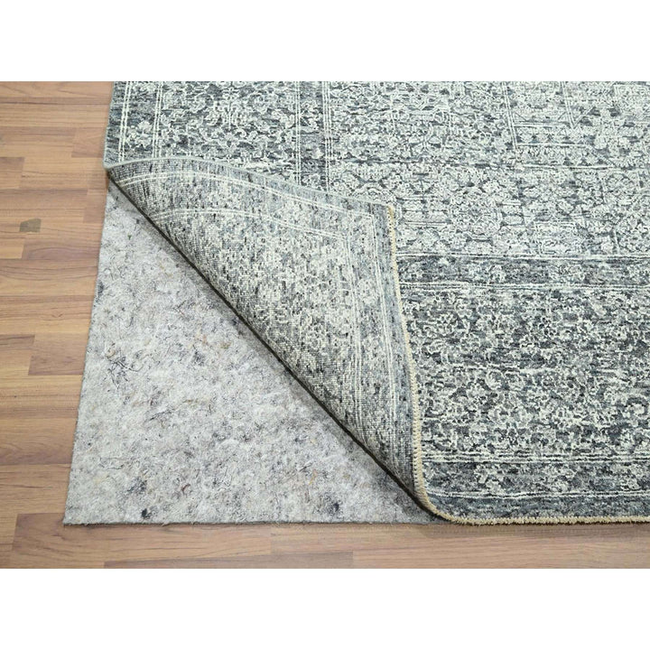 8'1" x 10'1" New Hand Knotted Grey Wool Rectangle Oriental Rug - MOA10276540