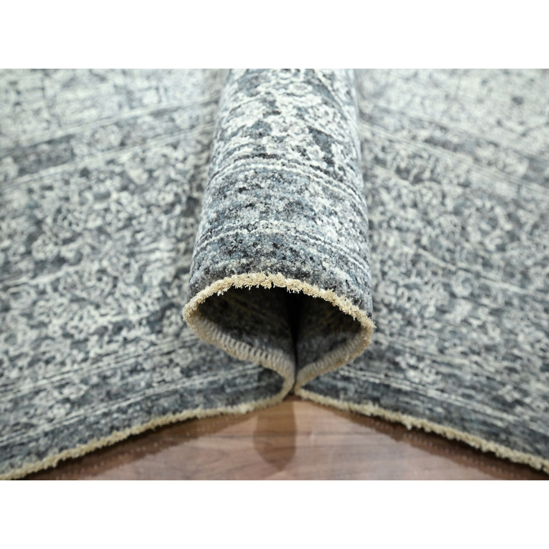 8'1" x 10'1" New Hand Knotted Grey Wool Rectangle Oriental Rug - MOA10276540