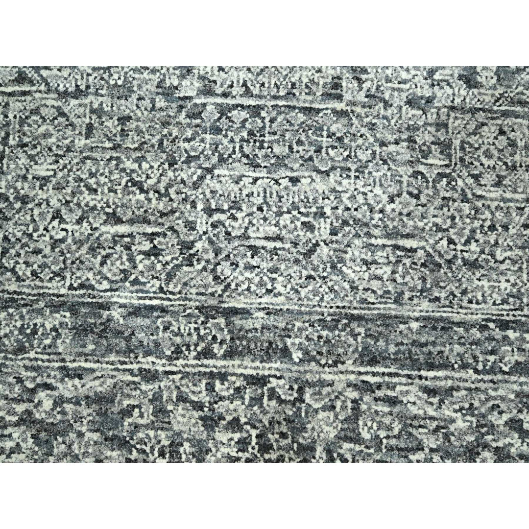 8'1" x 10'1" New Hand Knotted Grey Wool Rectangle Oriental Rug - MOA10276540