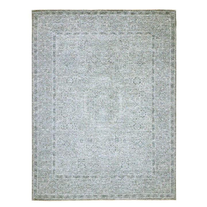 9'2" x 12'1" New Hand Knotted Grey Wool Rectangle Oriental Rug - MOA10276541
