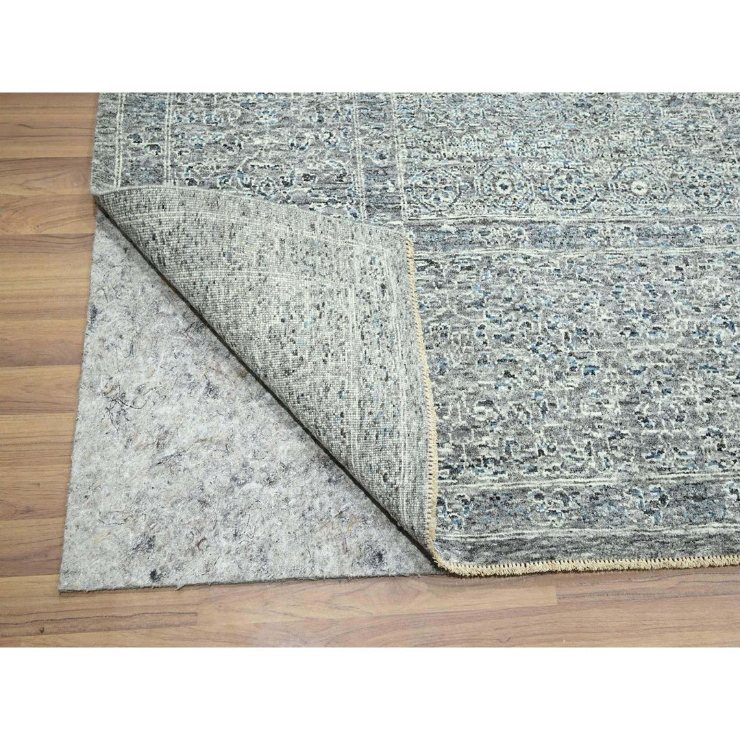 9'2" x 12'1" New Hand Knotted Grey Wool Rectangle Oriental Rug - MOA10276541