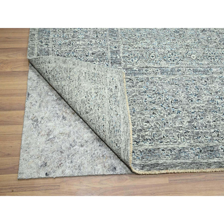 9'2" x 12'1" New Hand Knotted Grey Wool Rectangle Oriental Rug - MOA10276541