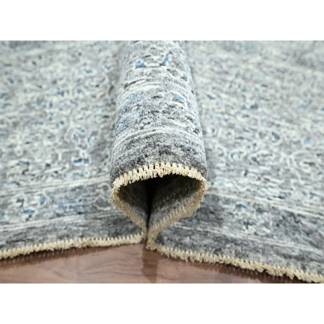 9'2" x 12'1" New Hand Knotted Grey Wool Rectangle Oriental Rug - MOA10276541
