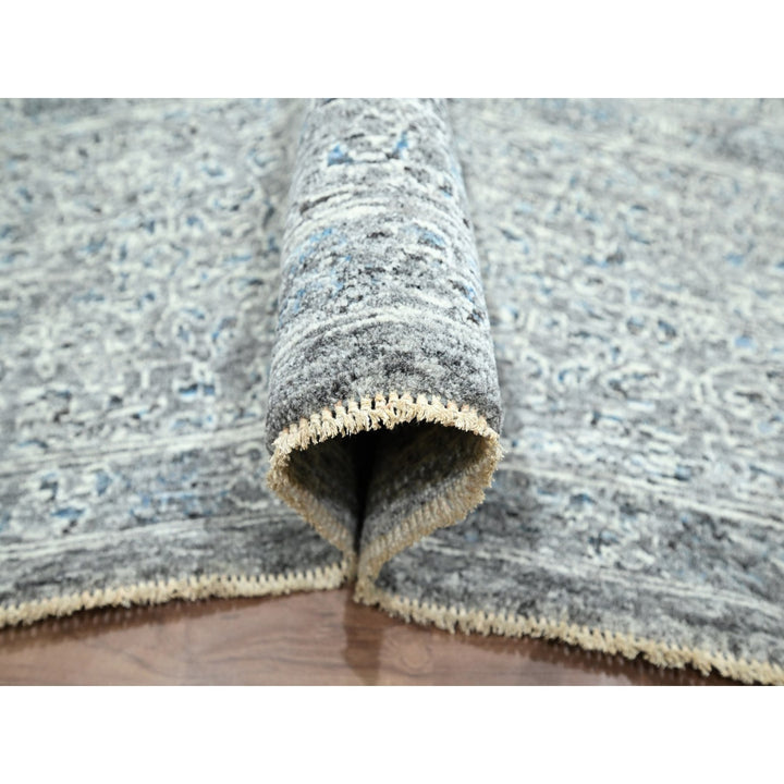 9'2" x 12'1" New Hand Knotted Grey Wool Rectangle Oriental Rug - MOA10276541