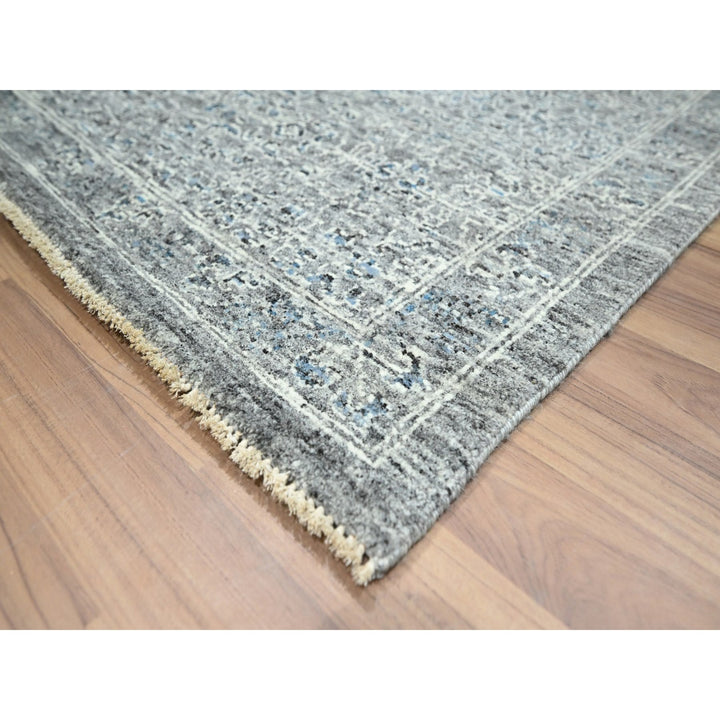 9'2" x 12'1" New Hand Knotted Grey Wool Rectangle Oriental Rug - MOA10276541
