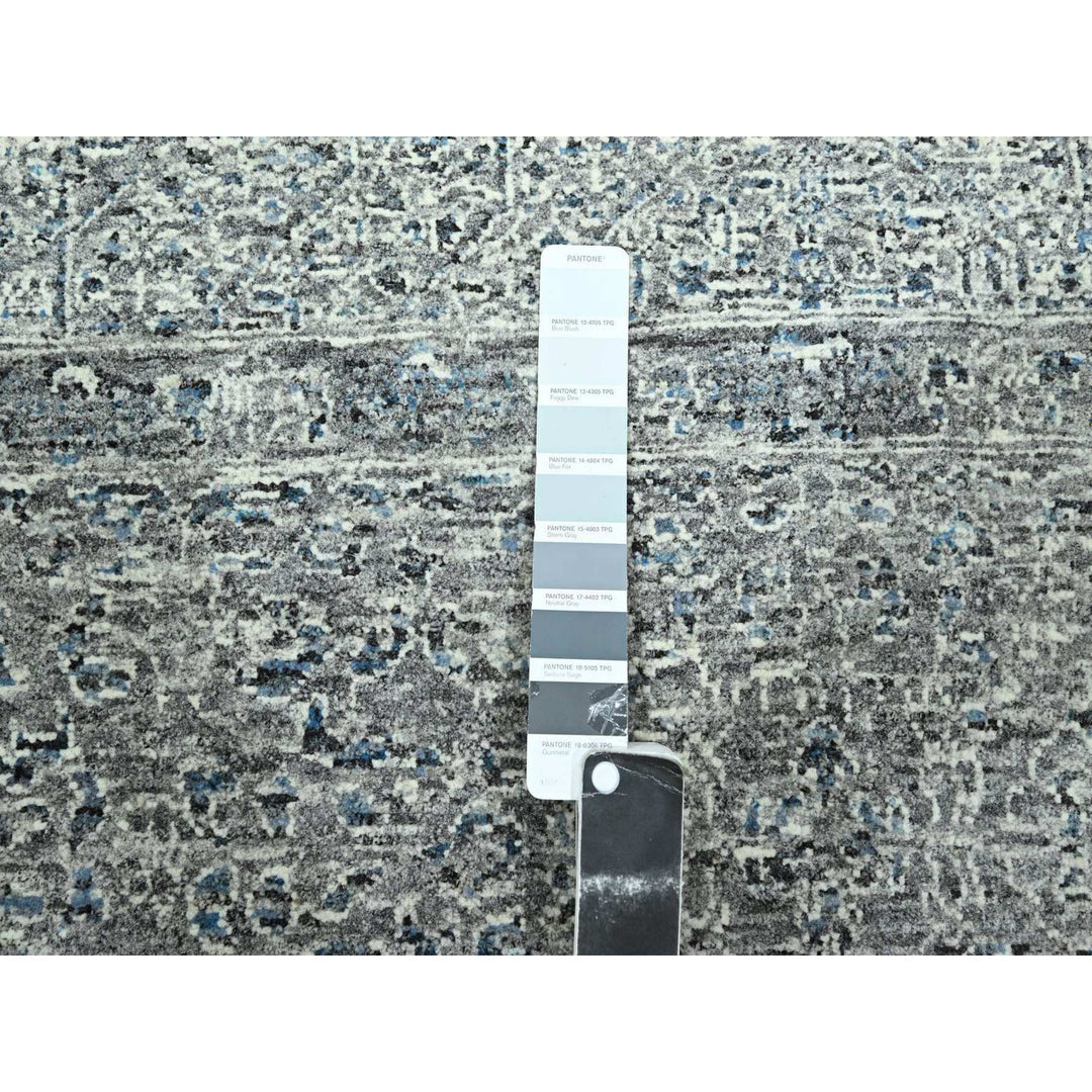 9'2" x 12'1" New Hand Knotted Grey Wool Rectangle Oriental Rug - MOA10276541