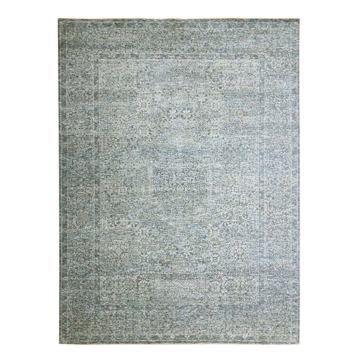 8'11" x 12'0" New Hand Knotted Blue Wool Rectangle Oriental Rug - MOA10276542