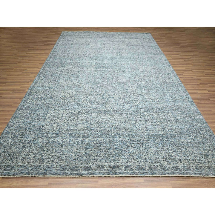 8'11" x 12'0" New Hand Knotted Blue Wool Rectangle Oriental Rug - MOA10276542