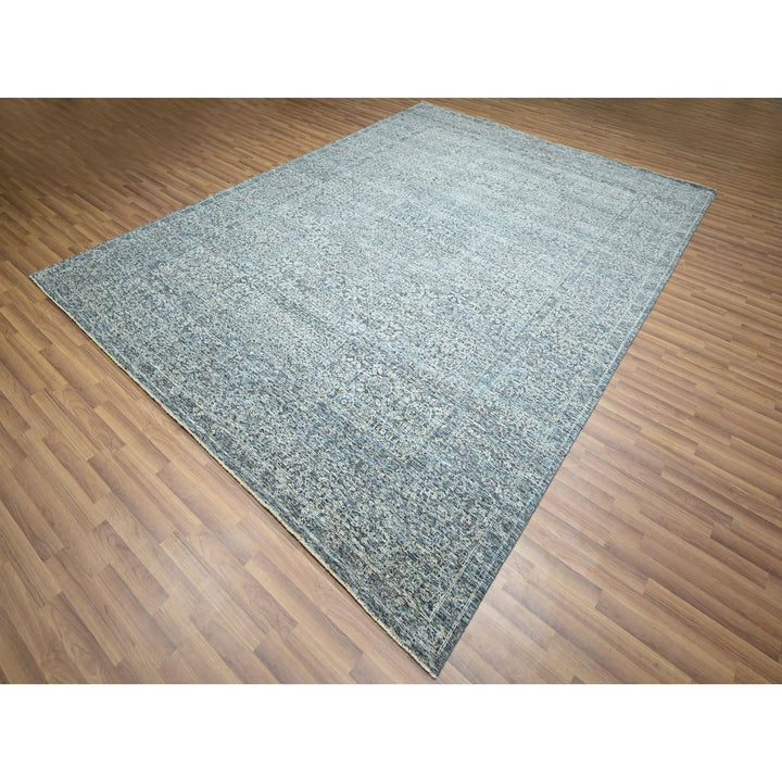 8'11" x 12'0" New Hand Knotted Blue Wool Rectangle Oriental Rug - MOA10276542