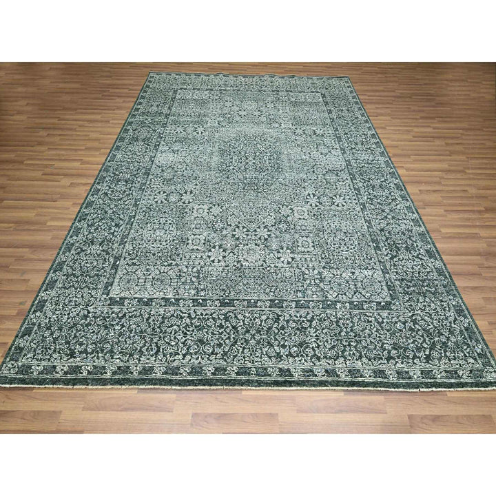 8'0" x 10'0" New Hand Knotted Green Wool Rectangle Oriental Rug - MOA10276543
