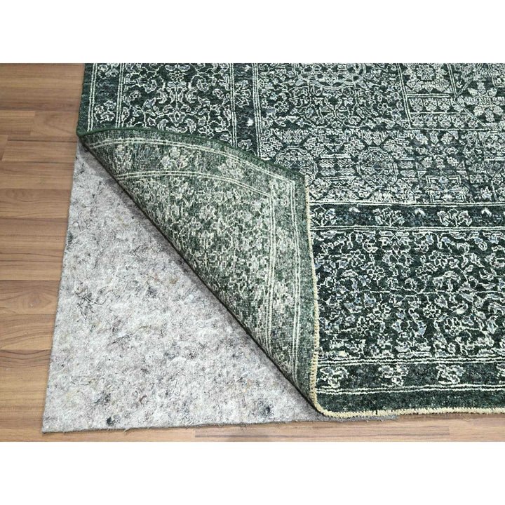 8'0" x 10'0" New Hand Knotted Green Wool Rectangle Oriental Rug - MOA10276543