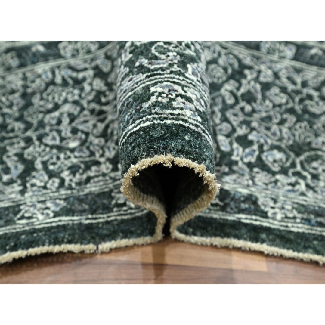 8'0" x 10'0" New Hand Knotted Green Wool Rectangle Oriental Rug - MOA10276543