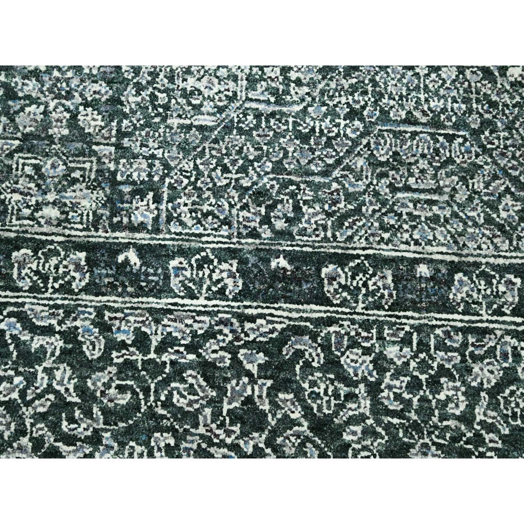 8'0" x 10'0" New Hand Knotted Green Wool Rectangle Oriental Rug - MOA10276543