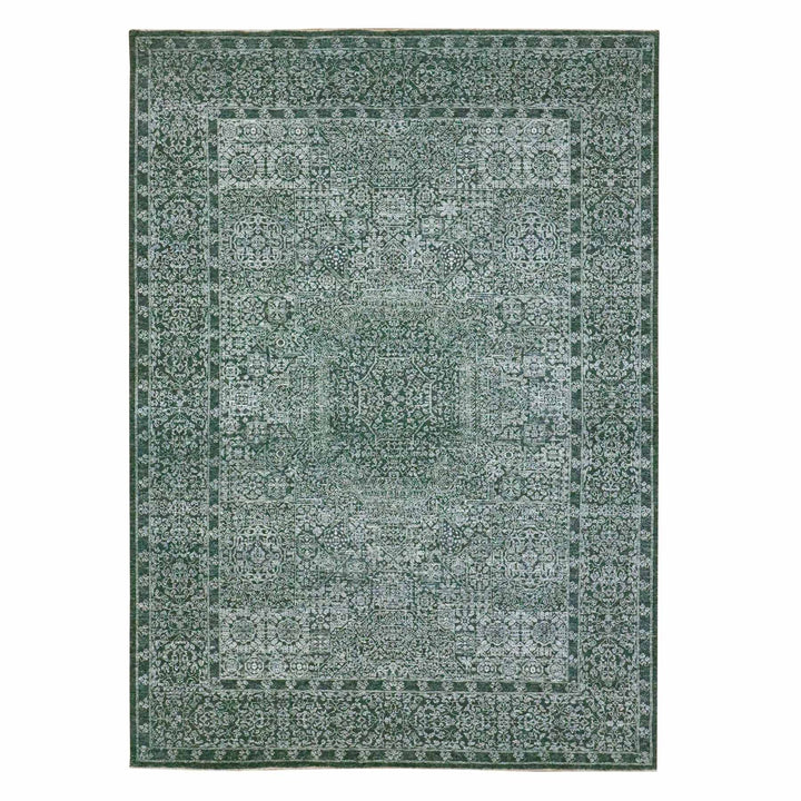 8'3" x 11'6" New Hand Knotted Green Wool Rectangle Oriental Rug - MOA10276545