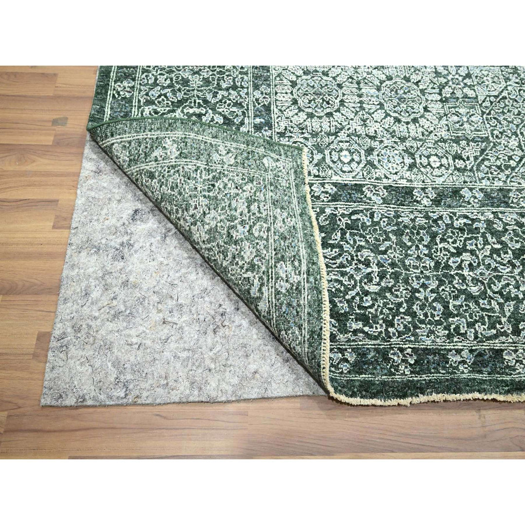8'3" x 11'6" New Hand Knotted Green Wool Rectangle Oriental Rug - MOA10276545