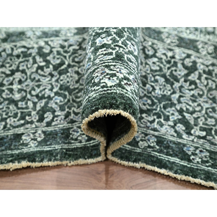 8'3" x 11'6" New Hand Knotted Green Wool Rectangle Oriental Rug - MOA10276545
