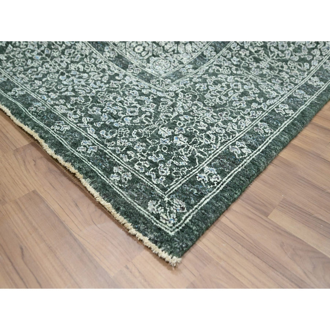 8'3" x 11'6" New Hand Knotted Green Wool Rectangle Oriental Rug - MOA10276545