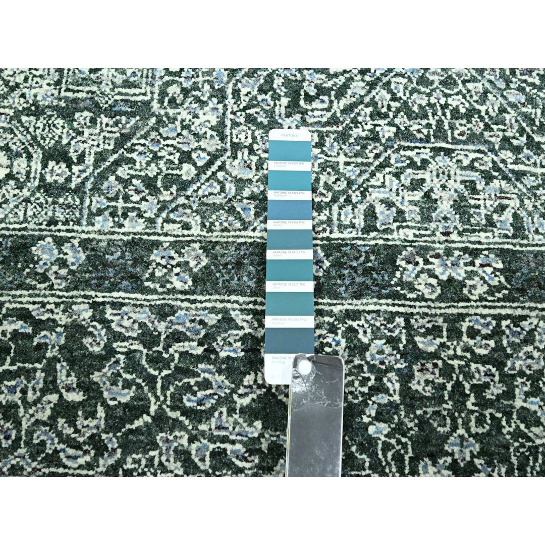 8'3" x 11'6" New Hand Knotted Green Wool Rectangle Oriental Rug - MOA10276545