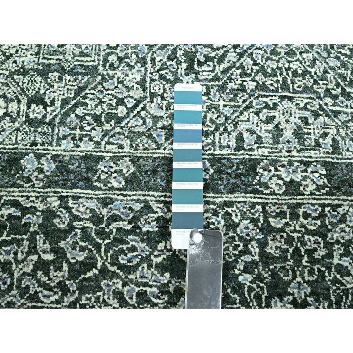 8'3" x 11'6" New Hand Knotted Green Wool Rectangle Oriental Rug - MOA10276545