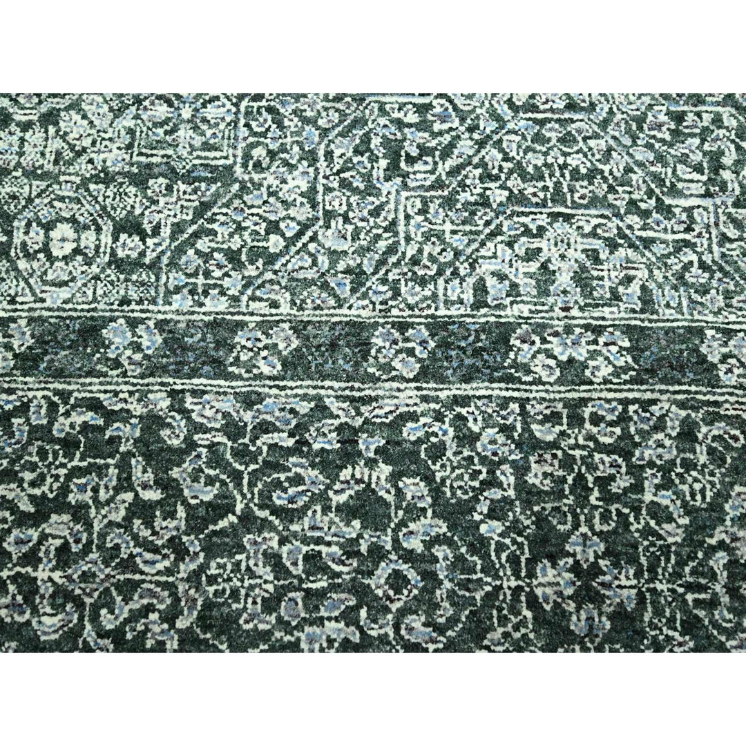 8'3" x 11'6" New Hand Knotted Green Wool Rectangle Oriental Rug - MOA10276545