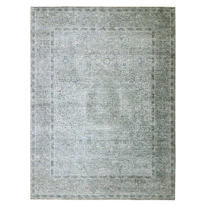 9'0" x 12'1" New Hand Knotted Grey Wool Rectangle Oriental Rug - MOA10276546