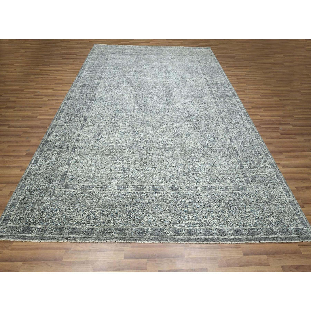 9'0" x 12'1" New Hand Knotted Grey Wool Rectangle Oriental Rug - MOA10276546