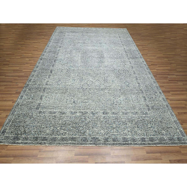 9'0" x 12'1" New Hand Knotted Grey Wool Rectangle Oriental Rug - MOA10276546