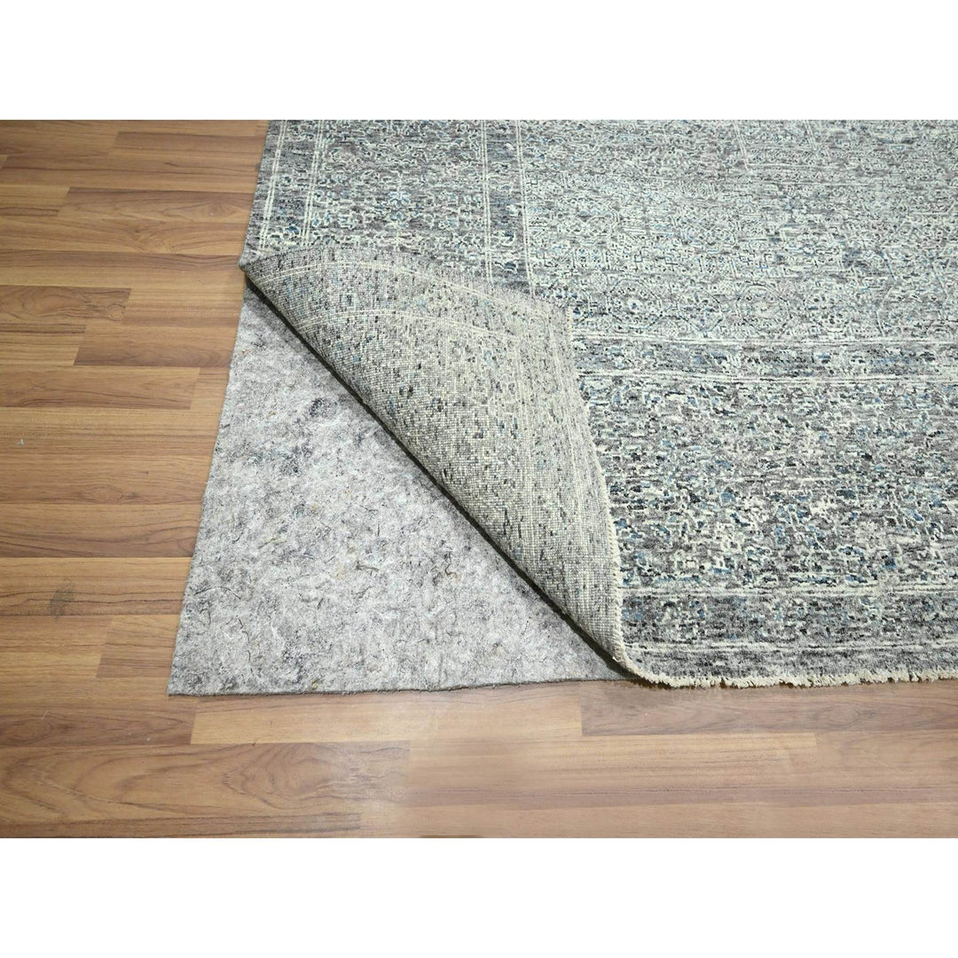 9'0" x 12'1" New Hand Knotted Grey Wool Rectangle Oriental Rug - MOA10276546
