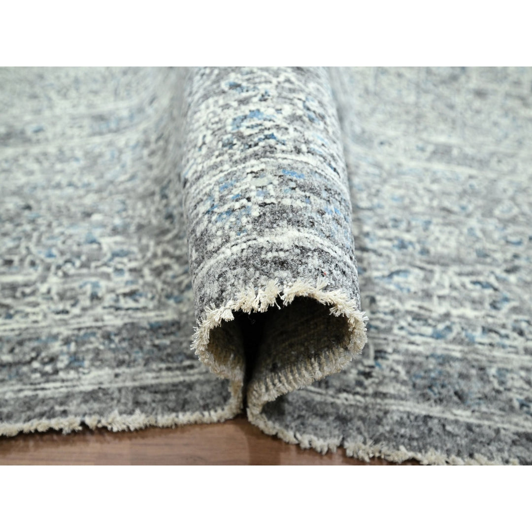 9'0" x 12'1" New Hand Knotted Grey Wool Rectangle Oriental Rug - MOA10276546
