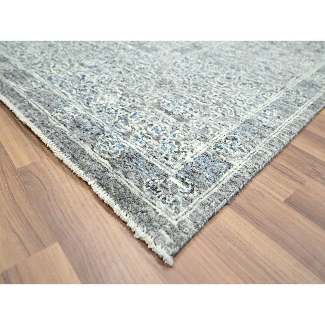 9'0" x 12'1" New Hand Knotted Grey Wool Rectangle Oriental Rug - MOA10276546