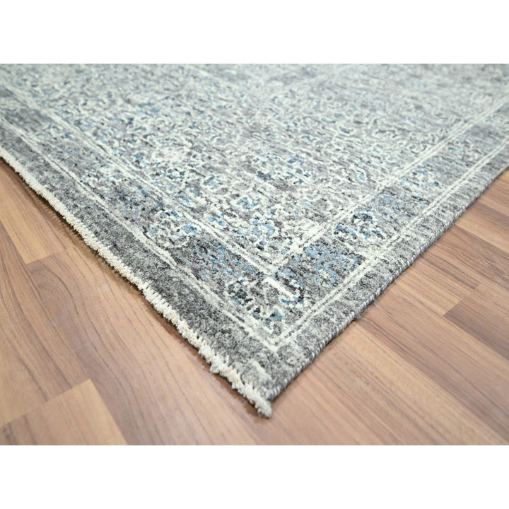 9'0" x 12'1" New Hand Knotted Grey Wool Rectangle Oriental Rug - MOA10276546