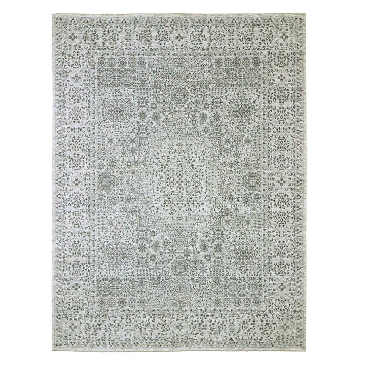 9'1" x 12'0" New Hand Knotted Ivory Wool Rectangle Oriental Rug - MOA10276547