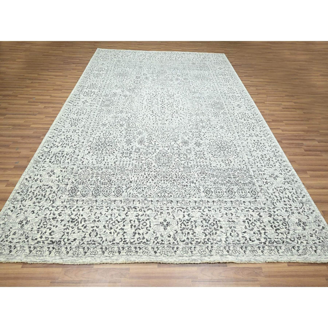 9'1" x 12'0" New Hand Knotted Ivory Wool Rectangle Oriental Rug - MOA10276547